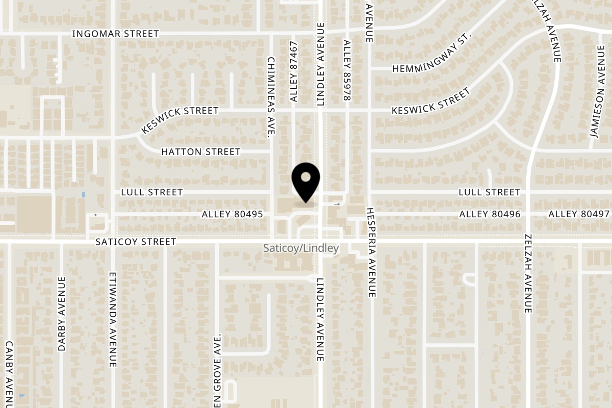 Map showing the location of Pho Viet Cali on 18111 Saticoy St in Reseda